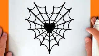 How to draw a HEART SPIDER WEB