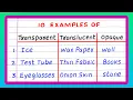 Examples of Transparent Translucent and Opaque Objects 10 Examples Transparent Translucent Opaque
