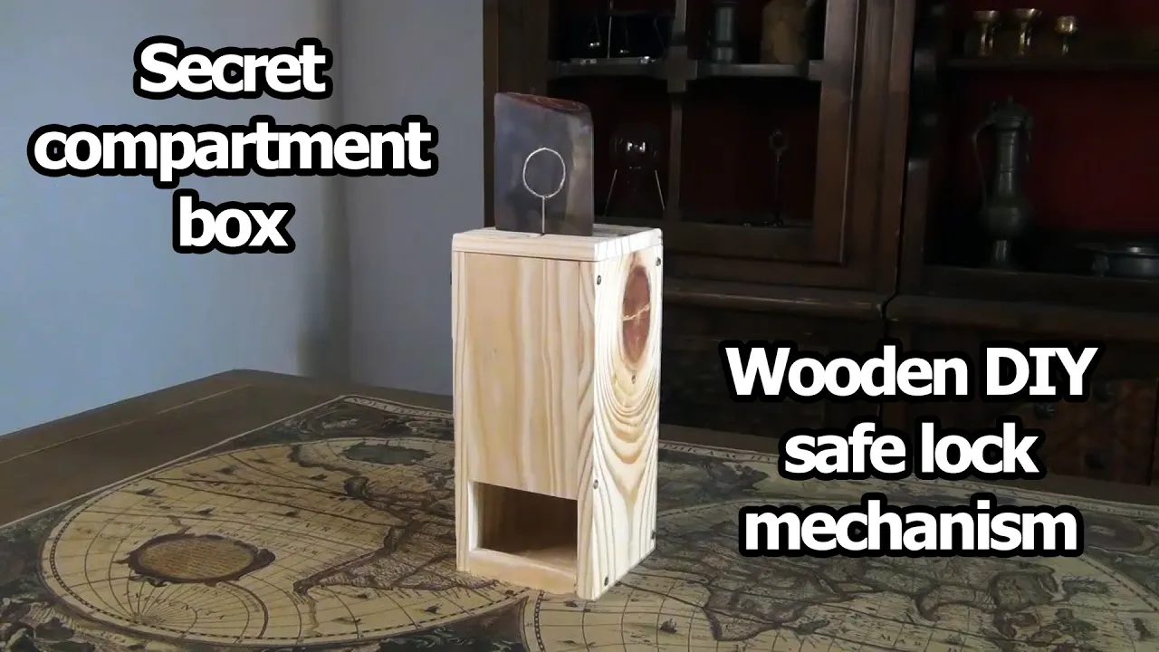 Making a box with a secret DIY safe lock mechanism made from pallet wood and its resin key
