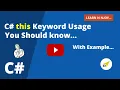 C this Keyword Usages You Should Know Learn N Njoy