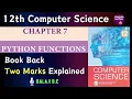 Chapter 7 - Python Functions Book Back Two Marks 12th Computer Science Explained Tamil