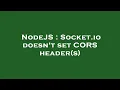 NodeJS Socket io doesn t set CORS header s
