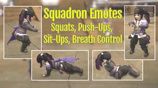 FFXIV Unlock Squadron Emotes Squats Push-Ups Sit-Ups Breath Control Guide