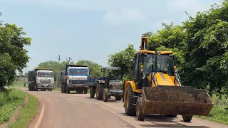 JCB 3dx Backhoe Loading Mud in Swaraj 744 | TATA Signa 3530 Tipper and Tata 2518 Truck