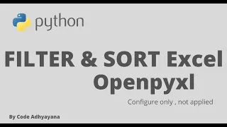 Apply Filter and Sort using Openpyxl