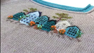 Pletena moda Small embroidered flowerbeds and flowers on knitwear Toma Prus