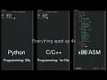 Python C and Assembly Side-by-Side Comparison
