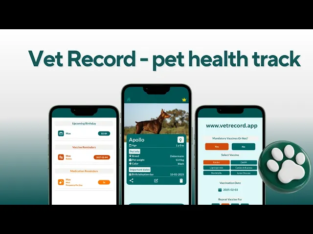 Vet Record App Demo Video Poster - Pet medical records tracker walkthrough