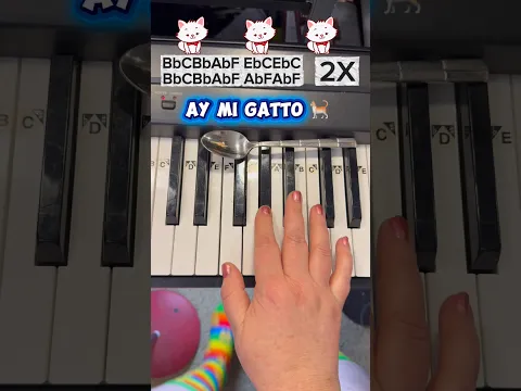 How to play At Mi Gatto on piano tutorial easy 🐱Montagem Miau #piano #pianotutorial