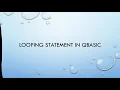 Looping Statement In QBASIC