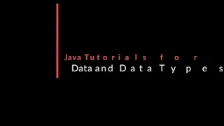 Java Tutorial for Beginners Data and Data Types Tamil