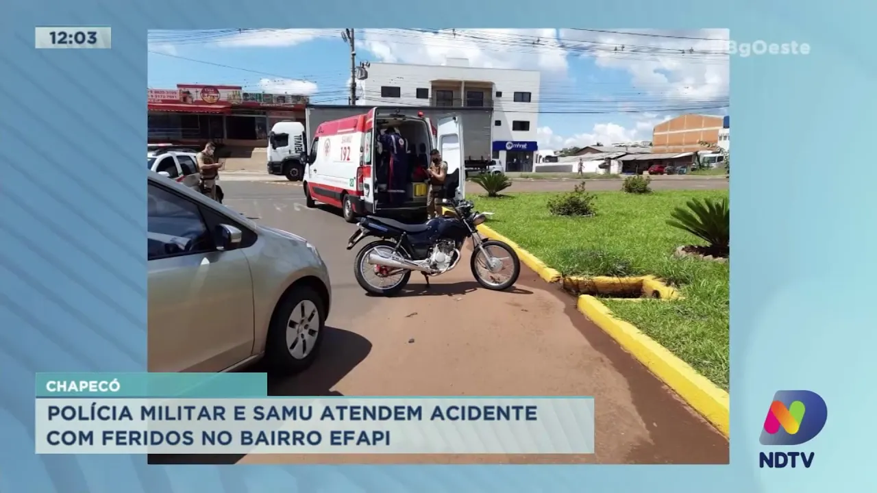 Chapecó: PM e Samu atendem acidente com feridos no Bairro Efapi