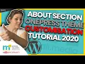 ONEPRESS THEME ABOUT SECTION How to populate the ABOUT SECTION of your website using page content