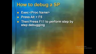 SQL Server session 17 Debugging Stored Procedures