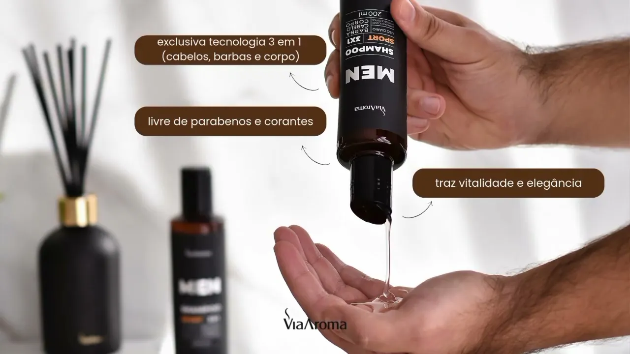 Vídeo do produto Shampoo Men Sport Via Aroma - 200 ml
