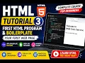 HTML Tutorial 3 First HTML Program HTML Boilerplate Explained Line by Line Hindi 2026