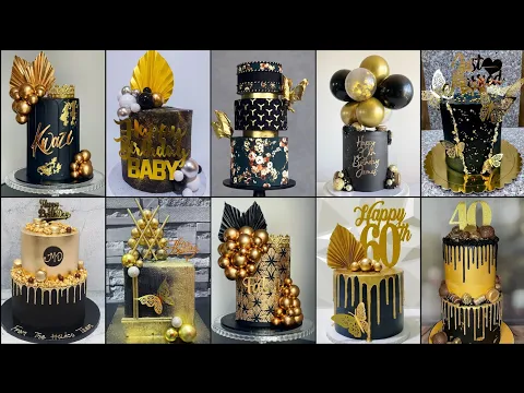Download MP3 Black And Gold Birthday Cake Ideas/Birthday Cake Ideas/Black Cake Designs 2022/Black And Gold Cake