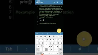 indentation in python python programming using mobile ide v 15