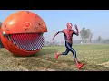 Download Lagu BIG RED PAC-MAN vs SPIDER-MAN In Real Life | Compilation Video | #spiderman #pacman