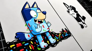 DIBUJO Friday Night Funkin' corrupted Vs Pibby bluey| Pibby infected Bluey and Mackenzie