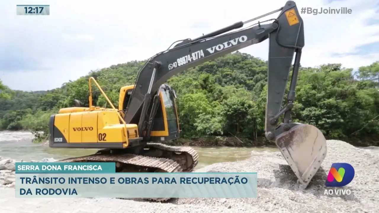 Serra Dona Francisca: trânsito intenso e obras para recuperação da rodovia
