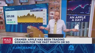 Apple has been trading sideways for the past month or so says Jim Cramer
