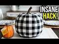 Halloween Decor DIY Buffalo Plaid Fabric Covered Foam Pumpkins Cheap Fall Decor Idea