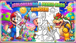 🎨 ¡COLOREAMOS A MARIO Y BOWSER! 🍄🐢 Super Mario Bros En Familia 🌈 | Emanuel #coloreandoAMARIO