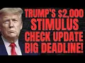 Lagu Trump’s $2,000 Stimulus Checks Update | Stimulus Payment Deadline