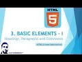 3 Basic HTML Elements I - Headings Paragraphs and Comments HTML Tutorial Series
