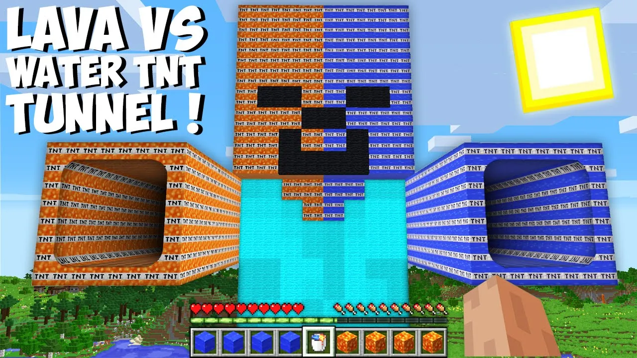 Which TNT TUNNEL INSIDE ZOMBIE HANDS IS BETTER LAVA VS WATER in Minecraft ? SECRET ZOMBIE PASSAGE !