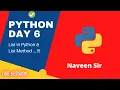 List In Python Python Tutorial in Hindi Day 6 Naveen Sir