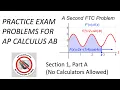 AP Calculus AB Exam Review 2026 Practice Exam Problems Solutions Multiple Choice No Calculator