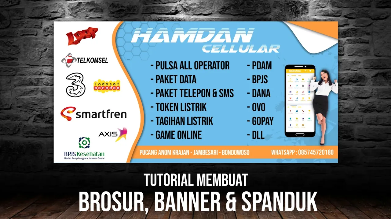 cara membuat banner usaha pulsa atau counter hp