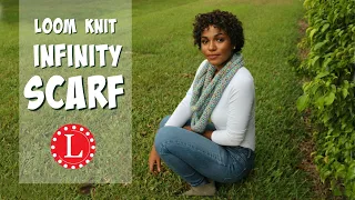 Loom Knit Infinity Scarf on Round Loom Mock Crochet Stitch - Easy Pattern for Beginners Loomahat