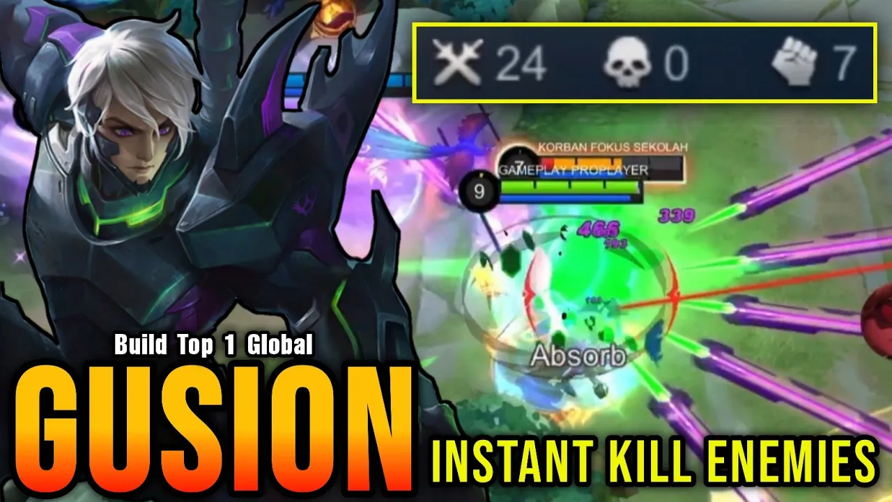 24 Kills!! Fast Hand Gusion Instant Kills Enemies!! - Build Top 1 Global Gusion ~ MLBB