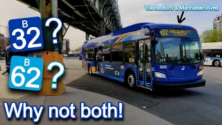 NYCT B32 Bus Ride via B62 Route 2018 New Flyer XDE40 9502 from Williamsburg to Long Island City