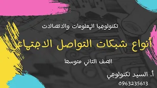 أنواع شبكات التواصل الاجتماعي للصف الثاني متوسط أ السيد تكنولوجي 