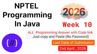 NPTEL Programming in Java Week 10 All Programming Solutions Code Link 2026