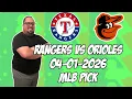 Texas Rangers vs Baltimore Orioles 26 MLB Pick Prediction MLB Betting Tips