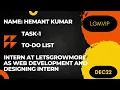 To-Do List using HTML CSS JAVASCRIPT LGMVIP INTERNSHIP TASK1