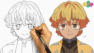 رسم انمي قاتل الشياطين زينتسو تعلم كيفية و طريقة رسم زينتسو من انمي قاتل الشياطين 