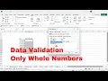 Data Validation For Cells to Contain Only Whole Numbers in Microsoft Excel