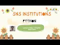 Lecture - Python operations Python SNS Institutions