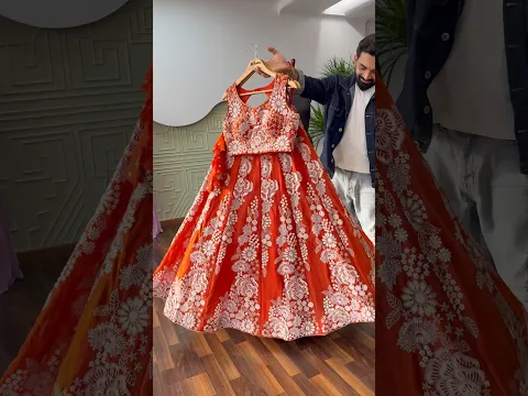 Orange color Bids embroidery work Designer Lehenga #lehengacholi #lehenga