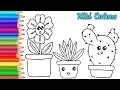 Coloring Plants in Pots Compilation Teach Drawing for Kids and Toddlers Coloring Page