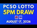 PCSO Lotto Result Today August 17 2026 5PM LIVE Results