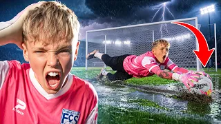 Ich SPIELE im SCHLIMMSTEN Unwetter meines LEBENS… ⛈️😳 der ganze Platz stand unter WASSER! 🧤🔥