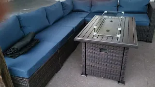 ALAULM 7 Pieces Outdoor Patio Furniture Set Review Good quality very comfortable and the fire tabl