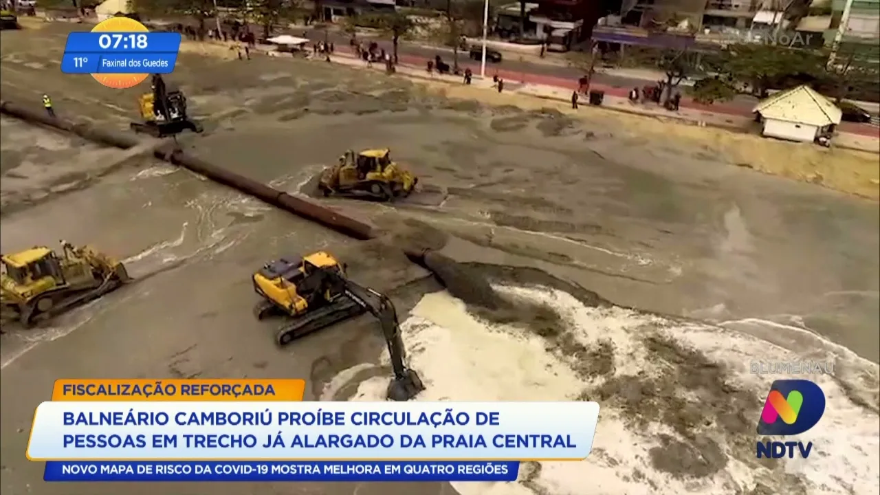 Balneário Camboriú proíbe circulação de pessoas em trecho já alargado da Praia Central